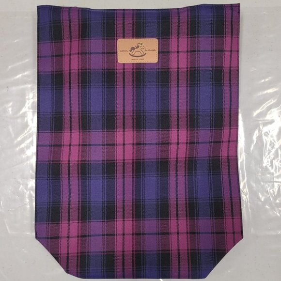 Waterproof Purple Plaid Large Tote Shoulder Bag Travel Purse - Picture 9 of 14